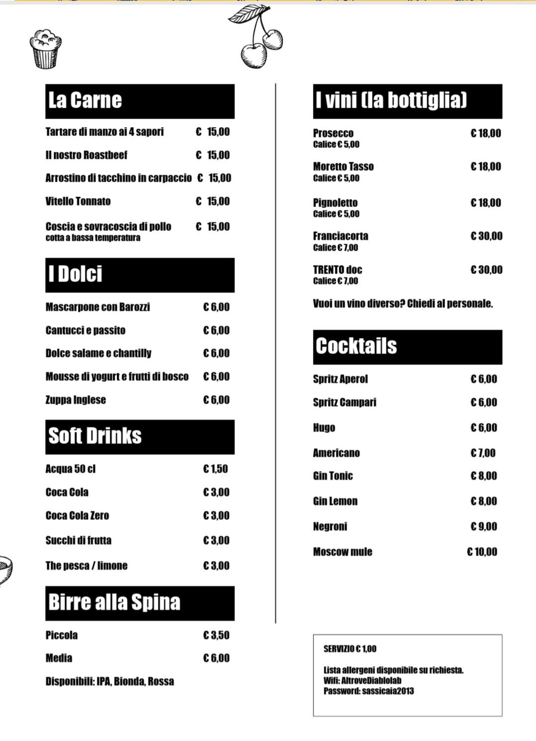Menu 2 Menu della seconda pagina